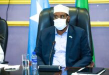 Sawirro: Axmed Madoobe oo ka qeyb-galay dhaarinta Wasiirada Jubbaland