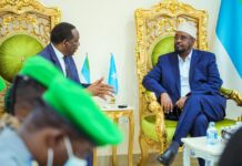 Sawirro: Maxay ka wada-hadleen Axmed Madoobe & wakiilka Midowga Afrika?