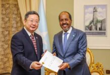 New Chinese Ambassador Wang Yu Presents Credentials to Somalia’s President, Signaling Enhanced Bilateral Ties