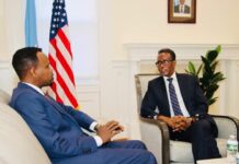 Wasiir Al-Cadaala oo booqday safaaradda Soomaaliya ee Washington + Sawirro
