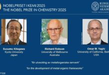 Trio win Nobel Prize in Chemistry for developing metal-organic frameworks