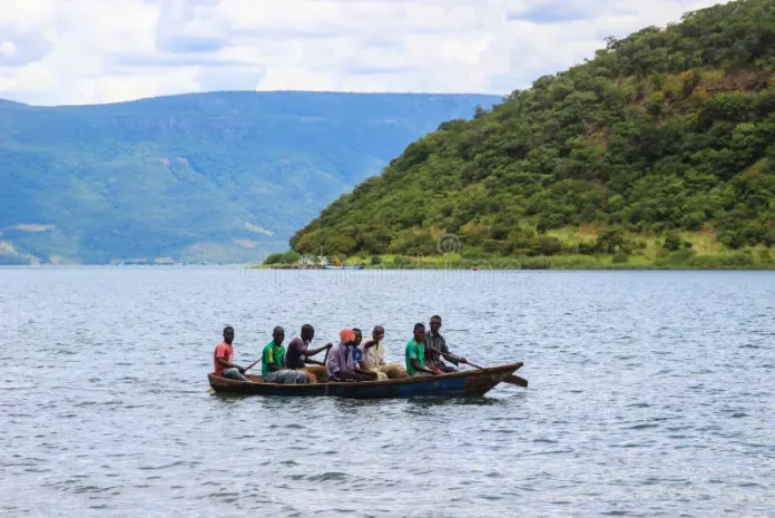 mpu-lungu-zambia-march-fishing-boat-sails-lake-tanganyika-fishing-boat-sails-lake-tanganyika-139323573