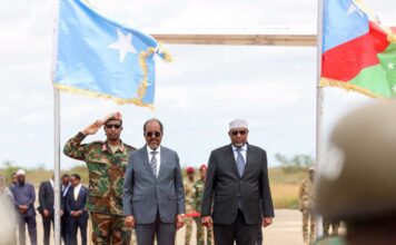 Madaxweyne Xasan Sheekh oo gaaray Baydhabo si uu uga qeyb galo Caleema Saarka Hoggaanka Koonfur Galbeed