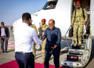 Somali President Hassan Sheikh Arrives in Dhusamareb