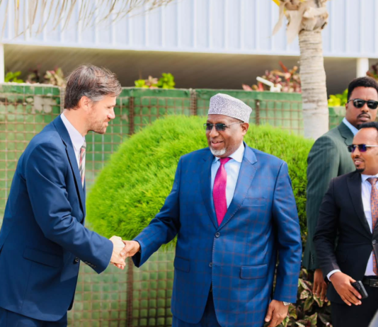 Aadan Madoobe oo Muqdisho kula kulmay safiirka Britain ee Soomaaliya